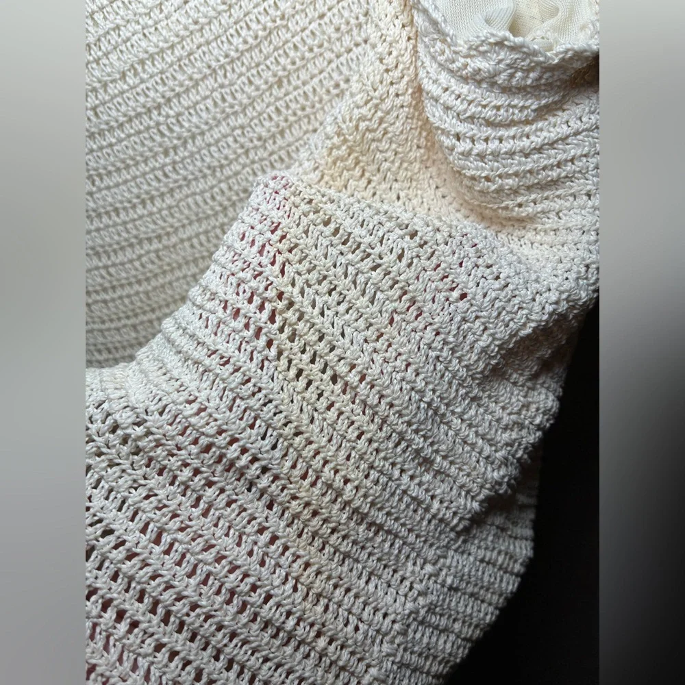 PAPELL BOUTIQUE EVENING Large ivory crochet beaded 2 pieces outfit - Picture 11 of 16